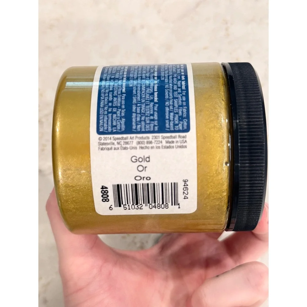 Speedball Opaque Fabric Screen Printing Ink Gold 8oz 4808 Metallic DIY Crafting